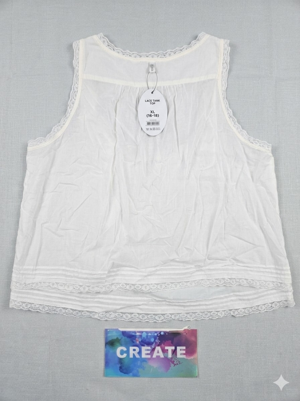 NWT Classic White Lace-Trim Tank Top Size Xl